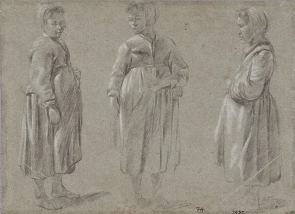 Standing girl, seen from three sides, unknown date. Creator: Anon