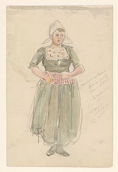 Standing girl in traditional costume, 1868-1933. Creator: Jan Hoynck van Papendrecht