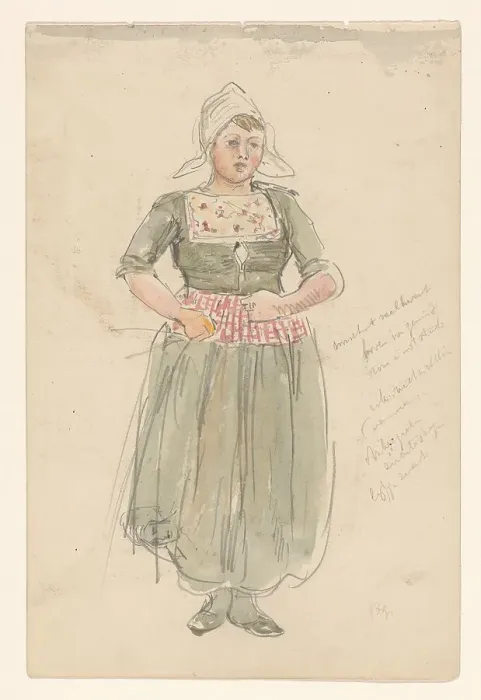 Framed Print : Standing girl in traditional costume, 1868-1933. Creator: Jan Hoynck van Papendrecht Framed Print : Standing girl in traditional costume, 1868-1933. Creator: Jan Hoynck van Papendrecht