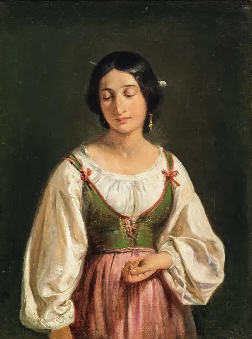 Framed Print : Standing Italian Woman. Study for A Goatherd Selling Milk, c1840. Creator: Wilhelm Marstrand Framed Print : Standing Italian Woman. Study for A Goatherd Selling Milk, c1840. Creator: Wilhelm Marstrand