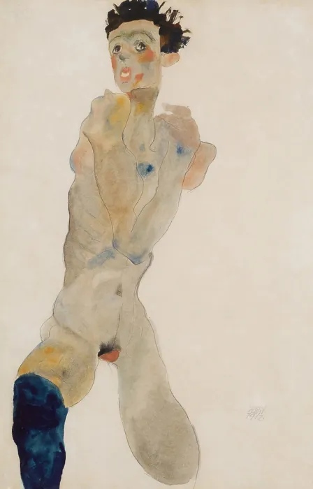 Framed Print : Standing Male with Crossed Arms (Self-portrait), 1912. Creator: Schiele, Egon (1890-1918) Framed Print : Standing Male with Crossed Arms (Self-portrait), 1912. Creator: Schiele, Egon (1890-1918)