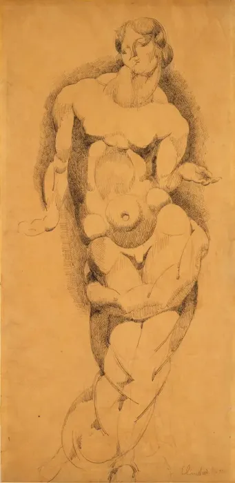Framed Print : Standing Male Nude, c. 1909. Creator: Elie Nadelman Framed Print : Standing Male Nude, c. 1909. Creator: Elie Nadelman