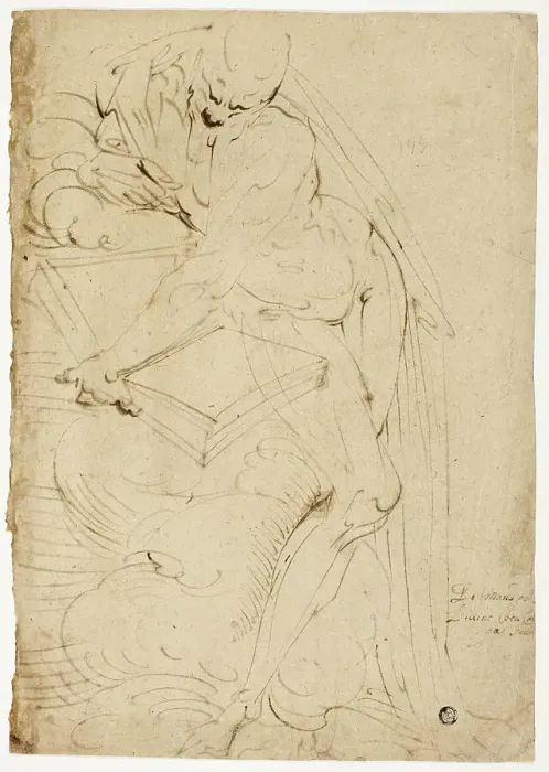 Framed Print : Standing Male Nude (Saint Jerome?) with Book, 1550 / 59. Creator: Luca Cambiaso Framed Print : Standing Male Nude (Saint Jerome?) with Book, 1550 / 59. Creator: Luca Cambiaso