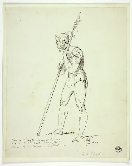 Framed Print : Standing Man in Armour Holding Lance, n.d. Creator: George Hayter Framed Print : Standing Man in Armour Holding Lance, n.d. Creator: George Hayter