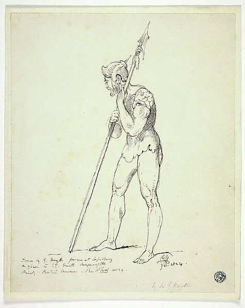 Standing Man in Armour Holding Lance, n.d. Creator: George Hayter