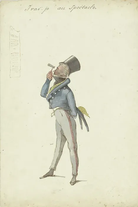 Framed Print : Standing man with binoculars, 1811-1873. Creator: Pieter van Loo Framed Print : Standing man with binoculars, 1811-1873. Creator: Pieter van Loo