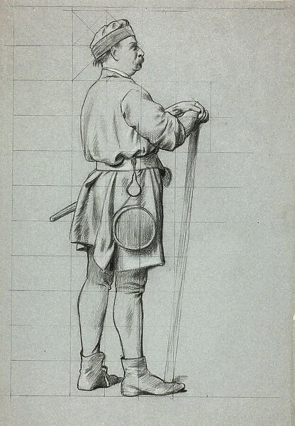 Standing Man with Hands Resting on Stick, n. d. Creator: Henry Stacy Marks