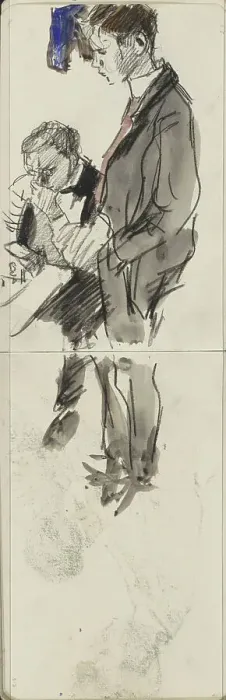Framed Print : Standing man, possibly next to a cobbler, 1875-1934. Creator: Isaac Lazerus Israels Framed Print : Standing man, possibly next to a cobbler, 1875-1934. Creator: Isaac Lazerus Israels