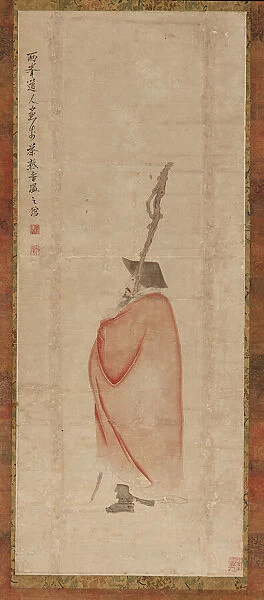 Standing man in a red coat, Qing dynasty, (18th century ?). Creator: Luo Ping