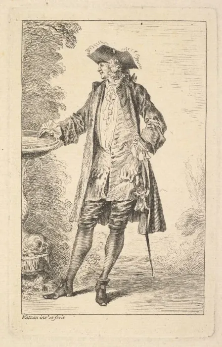 Framed Print : Standing man with his right hand resting on a basin, shown in three-quarters view with Framed Print : Standing man with his right hand resting on a basin, shown in three-quarters view with