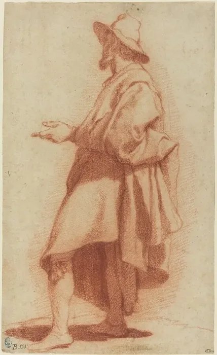 Framed Print : Standing Man Wearing a Cloak and Hat, c. 1602. Creator: Matteo Rosselli
