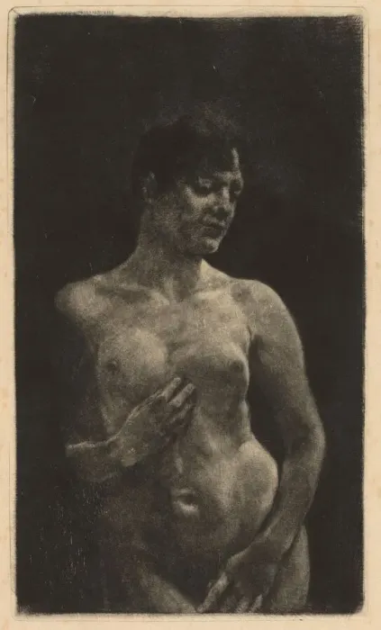 Framed Print : A Standing Nude, 1891. Creator: Max Klinger Framed Print : A Standing Nude, 1891. Creator: Max Klinger
