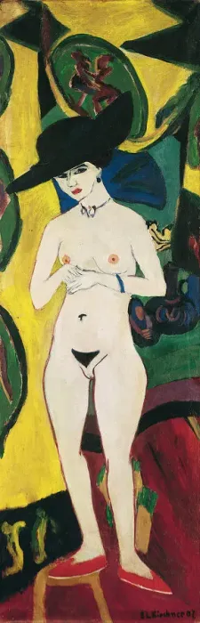 Framed Print : Standing Nude with Hat. Artist: Kirchner, Ernst Ludwig (1880-1938) Framed Print : Standing Nude with Hat. Artist: Kirchner, Ernst Ludwig (1880-1938)