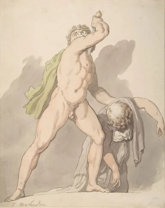 Framed Print : Standing Nude Man Supporting Fainting Female (Ludovisi Gaul in the Uffizi), 1780-1827 Framed Print : Standing Nude Man Supporting Fainting Female (Ludovisi Gaul in the Uffizi), 1780-1827