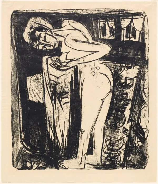 Framed Print : Standing Nude in a Room, 1921. Creator: Ernst Kirchner Framed Print : Standing Nude in a Room, 1921. Creator: Ernst Kirchner