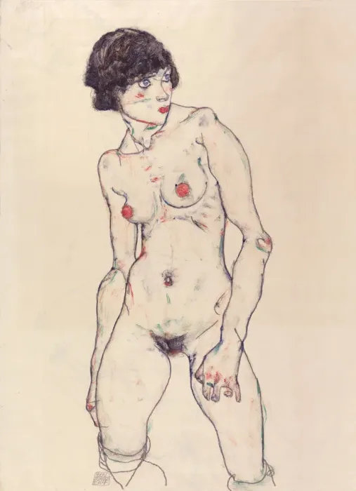 Framed Print : Standing Nude with Stockings Framed Print : Standing Nude with Stockings