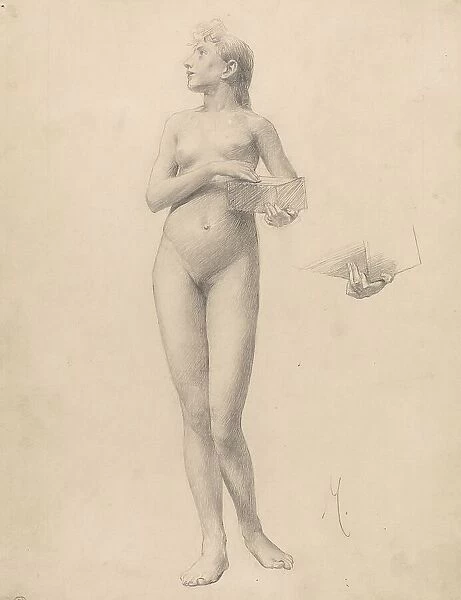 Standing Nude Woman Holding a Box, 1896. Creator: Karel Vitezslav Masek