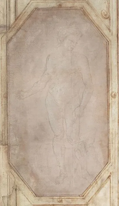 Framed Print : Standing Nude Youth, c. 1496. Creator: Filippino Lippi Framed Print : Standing Nude Youth, c. 1496. Creator: Filippino Lippi