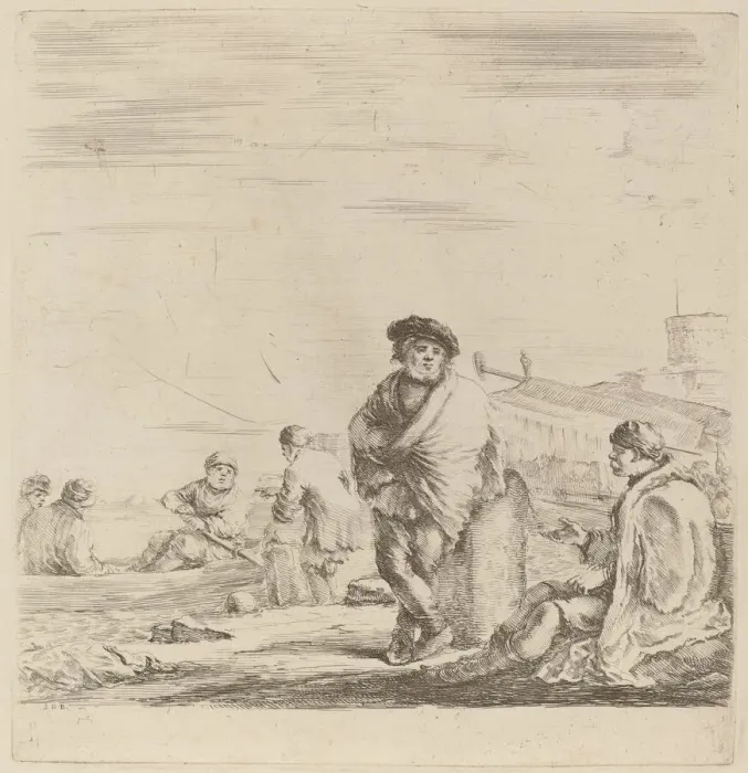 Framed Print : Standing Sailor Talking with a Seated Levantine. Creator: Stefano della Bella Framed Print : Standing Sailor Talking with a Seated Levantine. Creator: Stefano della Bella