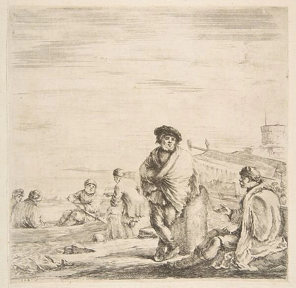 A standing sailor talking to a seated Levantine, ca. 1660. Creator: Stefano della Bella