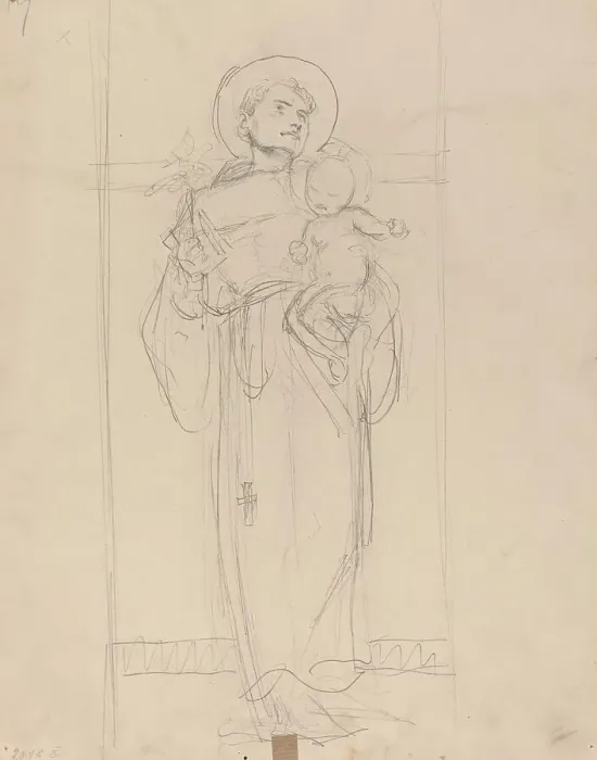 Framed Print : Standing Saint holding the Christ Child, 1896. Creator: Karel Vitezslav Masek Framed Print : Standing Saint holding the Christ Child, 1896. Creator: Karel Vitezslav Masek