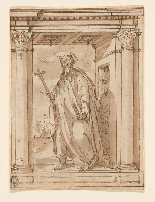 Framed Print : Standing Saint in Portico, n.d. Creator: Unknown Framed Print : Standing Saint in Portico, n.d. Creator: Unknown