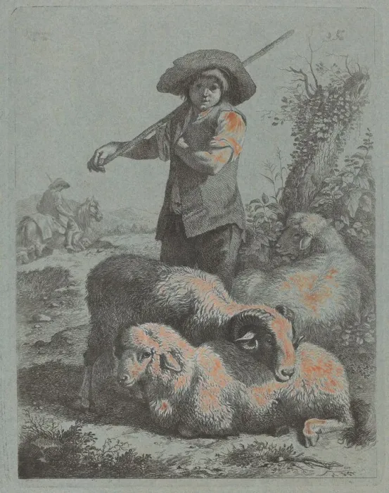 Framed Print : Standing Shepherd, 1760. Creator: Francesco Londonio Framed Print : Standing Shepherd, 1760. Creator: Francesco Londonio