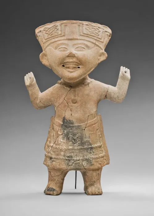 Framed Print : Standing, Smiling'Figure with Hands Raised, A. D. 600  /  900. Creator: Unknown