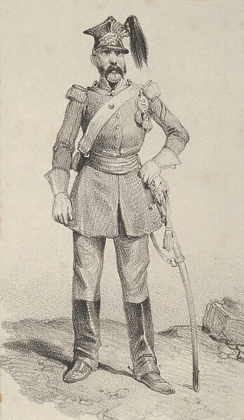 Standing soldier with his hand on the helm of his sword, mid-19th century