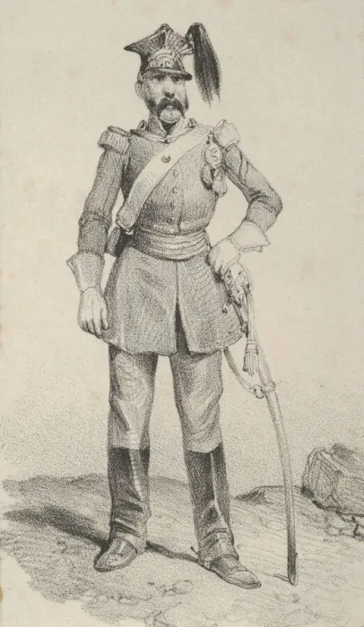 Framed Print : Standing soldier with his hand on the helm of his sword, mid-19th century Framed Print : Standing soldier with his hand on the helm of his sword, mid-19th century