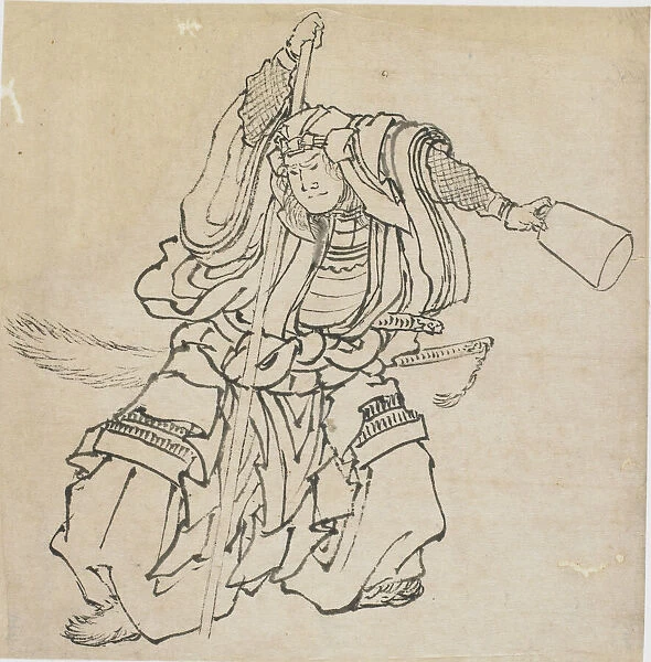 Standing warrior in full armour, late 18th-early 19th century. Creator: Hokusai