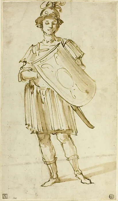Framed Print : Standing Warrior, c.1600. Creator: Unknown Framed Print : Standing Warrior, c.1600. Creator: Unknown