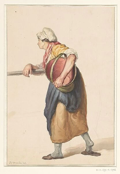 Standing woman with a bucket under her arm, 1790-1852. Creator: Pieter Christoffel Wonder