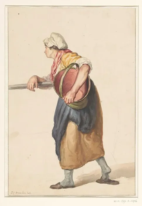Framed Print : Standing woman with a bucket under her arm, 1790-1852. Creator: Pieter Christoffel Wonder Framed Print : Standing woman with a bucket under her arm, 1790-1852. Creator: Pieter Christoffel Wonder