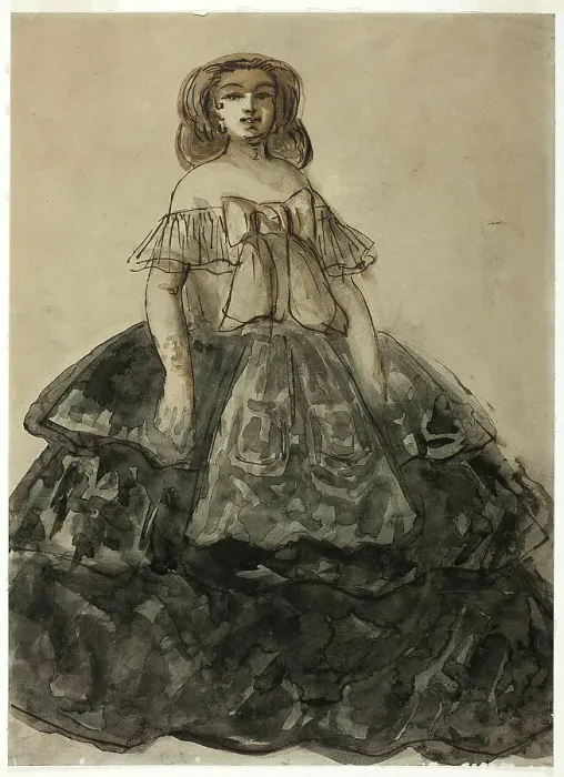Framed Print : Standing Woman, c. 1870–1875. Creator: Constantin Guys Framed Print : Standing Woman, c. 1870–1875. Creator: Constantin Guys
