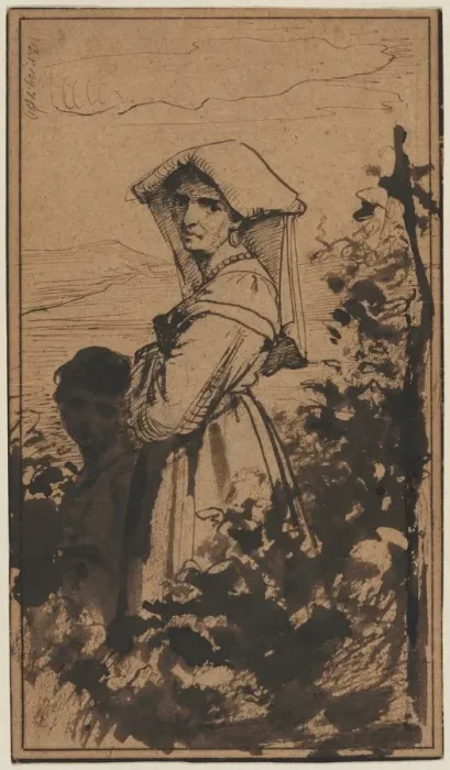 Framed Print : Standing Woman and Child, 2nd half 1800s. Creator: Carl Bloch (Danish, 1834-1890) Framed Print : Standing Woman and Child, 2nd half 1800s. Creator: Carl Bloch (Danish, 1834-1890)