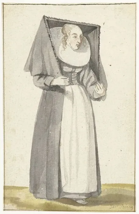 Framed Print : Standing woman in the dress of Münster, 1645. Creator: Anna ter Borch Framed Print : Standing woman in the dress of Münster, 1645. Creator: Anna ter Borch
