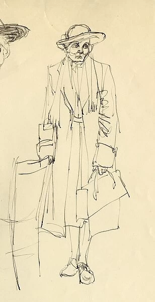 Standing woman in hat, 1953. Creator: Shirley Markham
