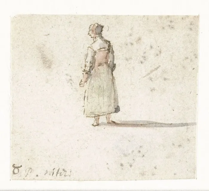 Framed Print : Standing woman, seen from behind, 1633-1687. Creator: Gillis Neyts Framed Print : Standing woman, seen from behind, 1633-1687. Creator: Gillis Neyts