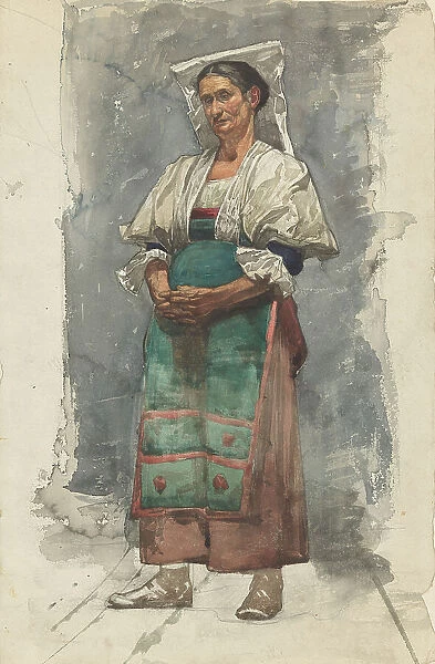 Standing woman in traditional costume, 1870-1923. Creator: Willem Witsen