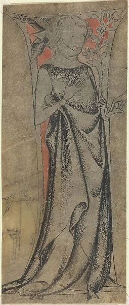 Standing Youth with a Branch, c. 1325. Creator: Unknown