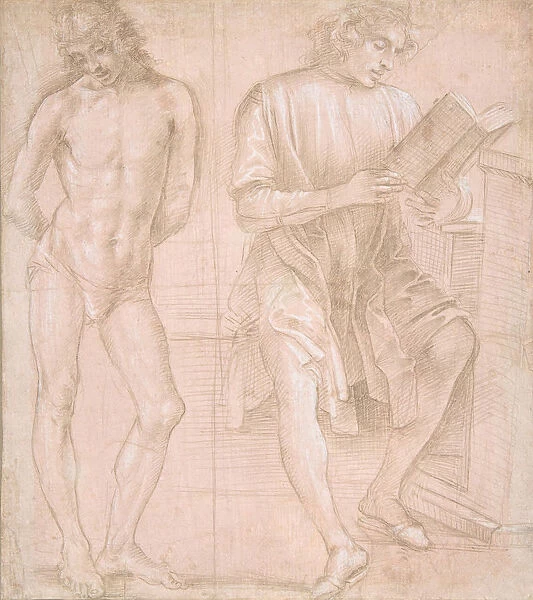 Standing Youth with Hands Behind His Back, and a Seated Youth Reading (recto)