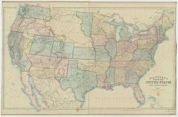Stanford's railway & county Map of the United States, 1861. Creator: Stanford, Edward (1827-1904). Stanford's railway & county Map of the United States, 1861. Creator: Stanford, Edward (1827-1904)