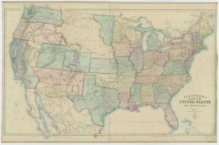 Framed Print : Stanford's railway & county Map of the United States, 1861. Creator: Stanford, Edward (1827-1904). Stanford's railway & county Map of the United States, 1861. Creator: Stanford, Edward (1827-1904)