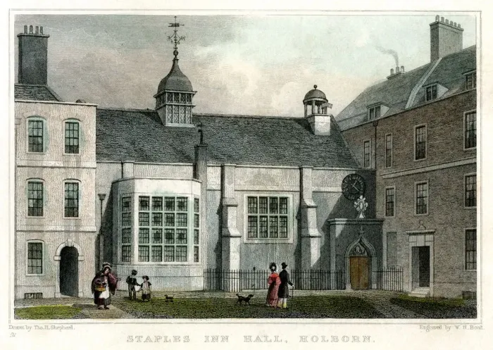 Framed Print : Staple Inn Hall, Holborn, London, 1830. Artist: HW Bond Framed Print : Staple Inn Hall, Holborn, London, 1830. Artist: HW Bond