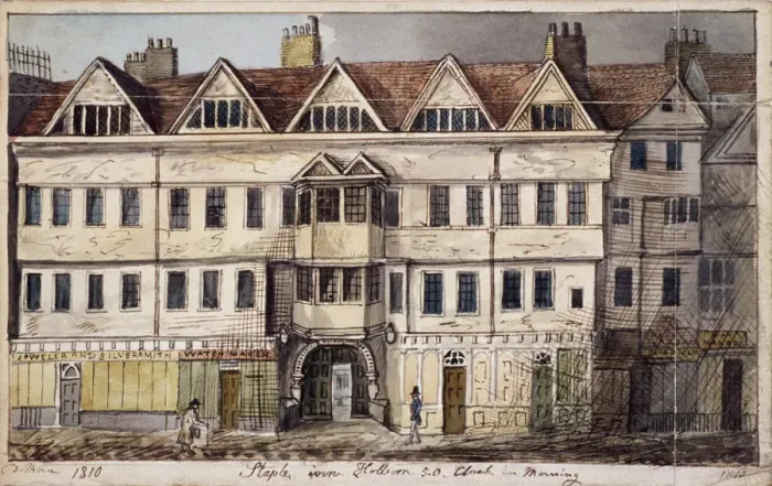 Framed Print : Staple Inn, London, 1810. Artist: Daniel Thorn Framed Print : Staple Inn, London, 1810. Artist: Daniel Thorn