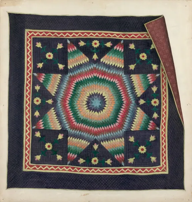 Framed Print : Star of Bethlehem Quilt, c. 1940. Creator: Sylvia DeZon Framed Print : Star of Bethlehem Quilt, c. 1940. Creator: Sylvia DeZon