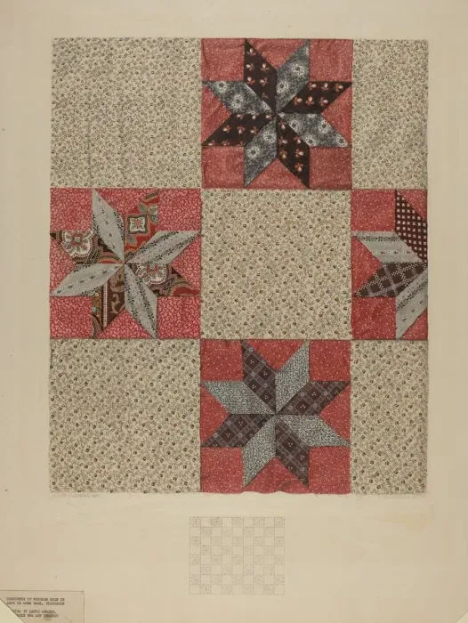 Framed Print : Star Design Comforter, c. 1937. Creator: Lloyd Charles Lemcke Framed Print : Star Design Comforter, c. 1937. Creator: Lloyd Charles Lemcke