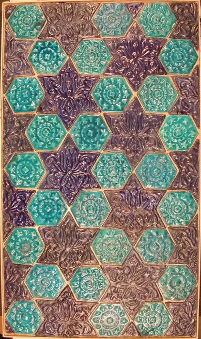 Framed Print : Star- and Hexagonal-Tile Panel, Iran, late 13th-14th century. Creator: Unknown Framed Print : Star- and Hexagonal-Tile Panel, Iran, late 13th-14th century. Creator: Unknown