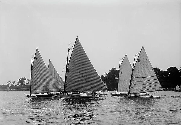 Start of cabin catboats, I.H. Reg. 1898 July 30. Creator: Johns Johnston